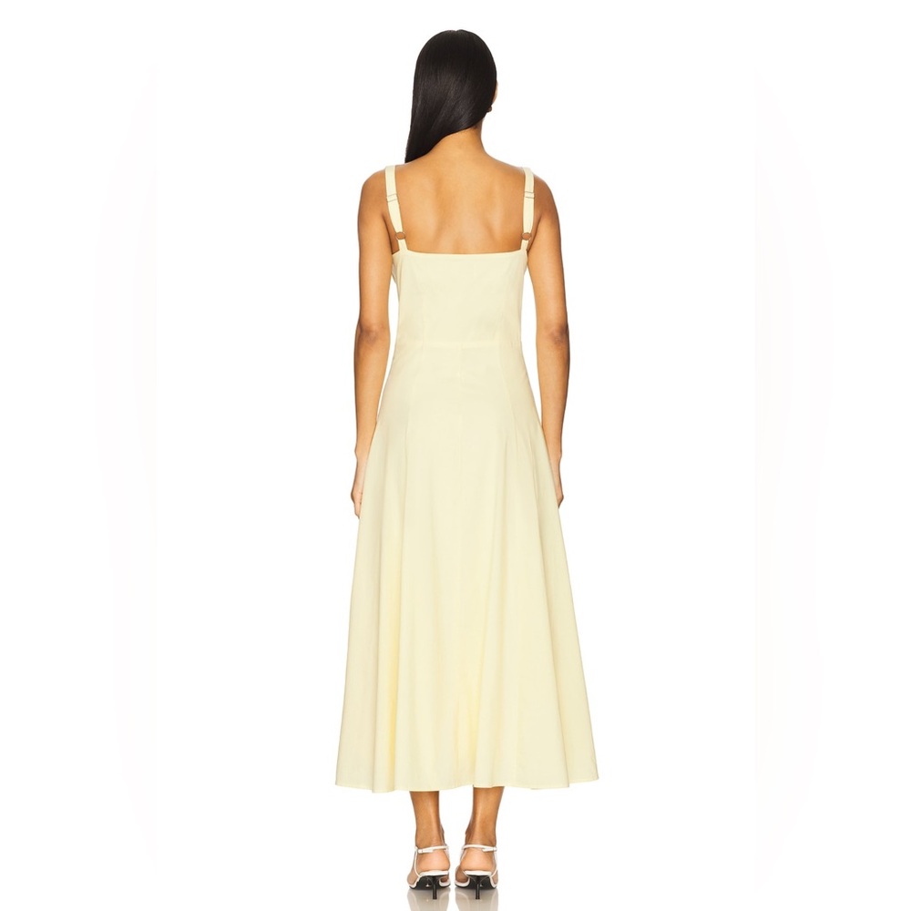 Light Yellow Midi Dress with Sweetheart Neckline - Picture 3 of 6